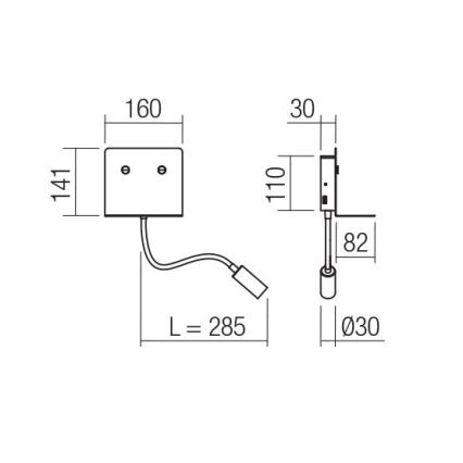 Redo 01-3211 - LED Nástenné svietidlo s flexibilnou lampičkou MOKA LED/6W + LED/3W/230V USB CRI90 čierna
