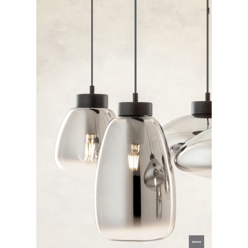 Redo 01-3212 - Luster na lanku LUKE 6xE27/42W/230V čierna