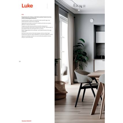Redo 01-3212 - Luster na lanku LUKE 6xE27/42W/230V čierna