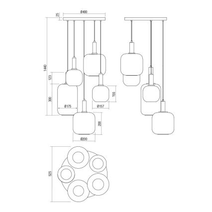 Redo 01-3214 - Luster na lanku BRINA 5xE27/23W/230V