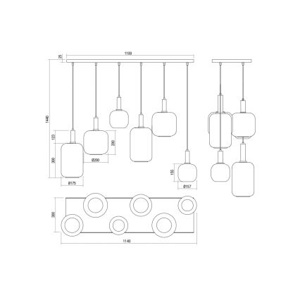 Redo 01-3215 - Luster na lanku BRINA 6xE27/23W/230V