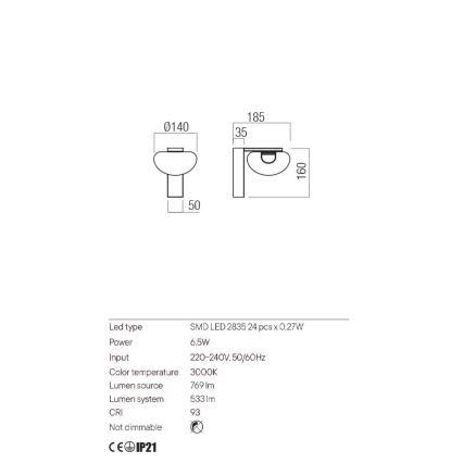 Redo 01-3241 - LED Nástenné svietidlo SINCLAIR LED/6,5W/230V CRI 93 IP21 zlatá