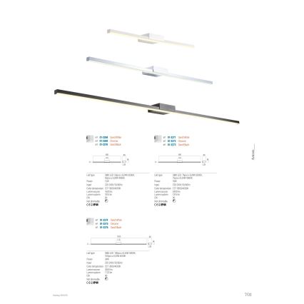Redo 01-3268 - LED Kúpeľňové osvetlenie zrkadla ASTON LED/12W/230V 60 cm CRI 90 IP44 biela