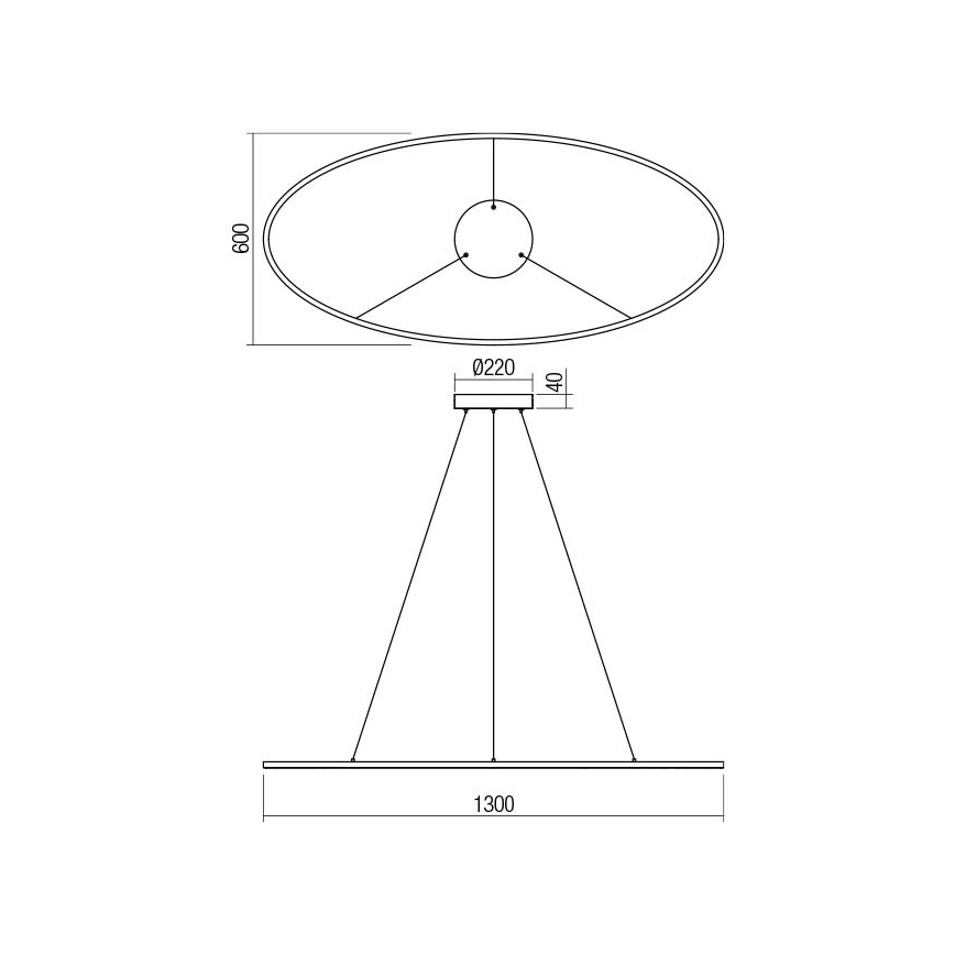 Redo 01-3299 - LED stmievateľný luster na lanku LEO LED/67W/230V 3000/4000K CRI 90 60x130 cm čierna