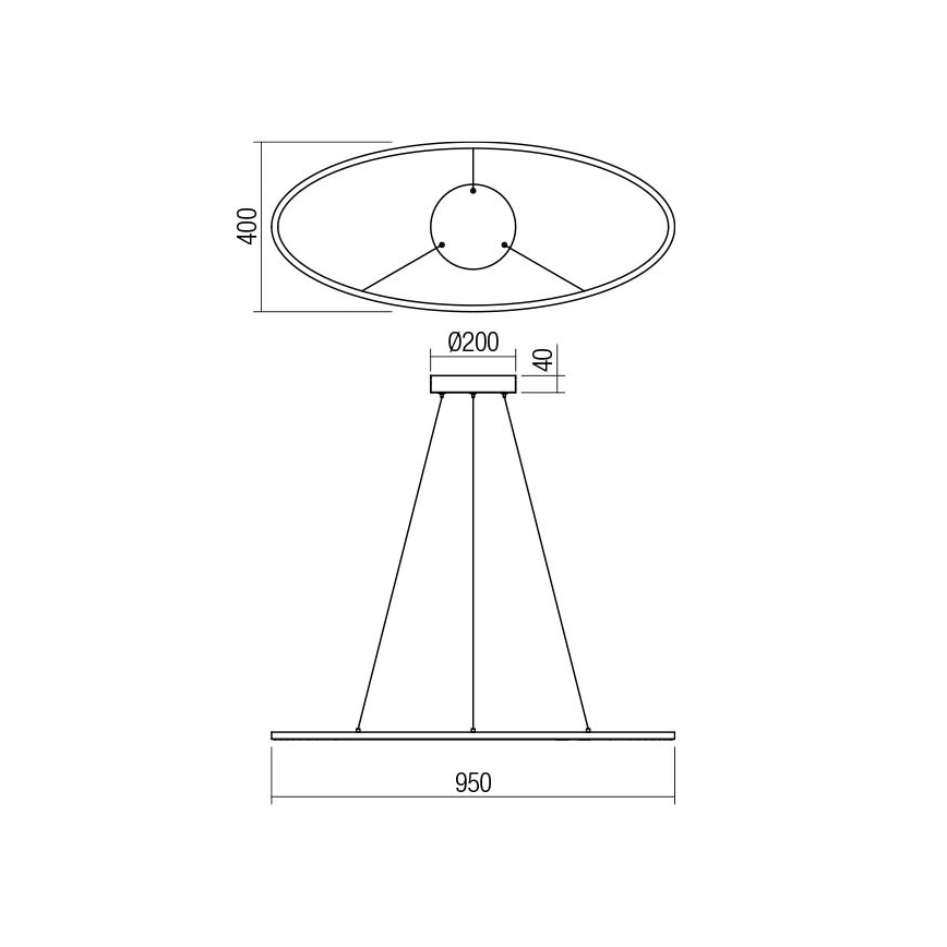 Redo 01-3339 - LED Stmievateľný závesný luster na lankovom vedení LEO LED/48W/230V 3000/4000K CRI 90 čierna
