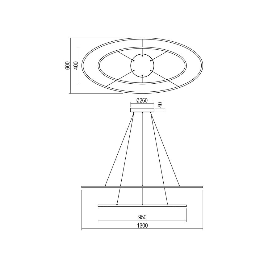 Redo 01-3342 - LED Stmievateľný luster na lanku LEO LED/115W/230V 3000/4000K CRI 90 biela