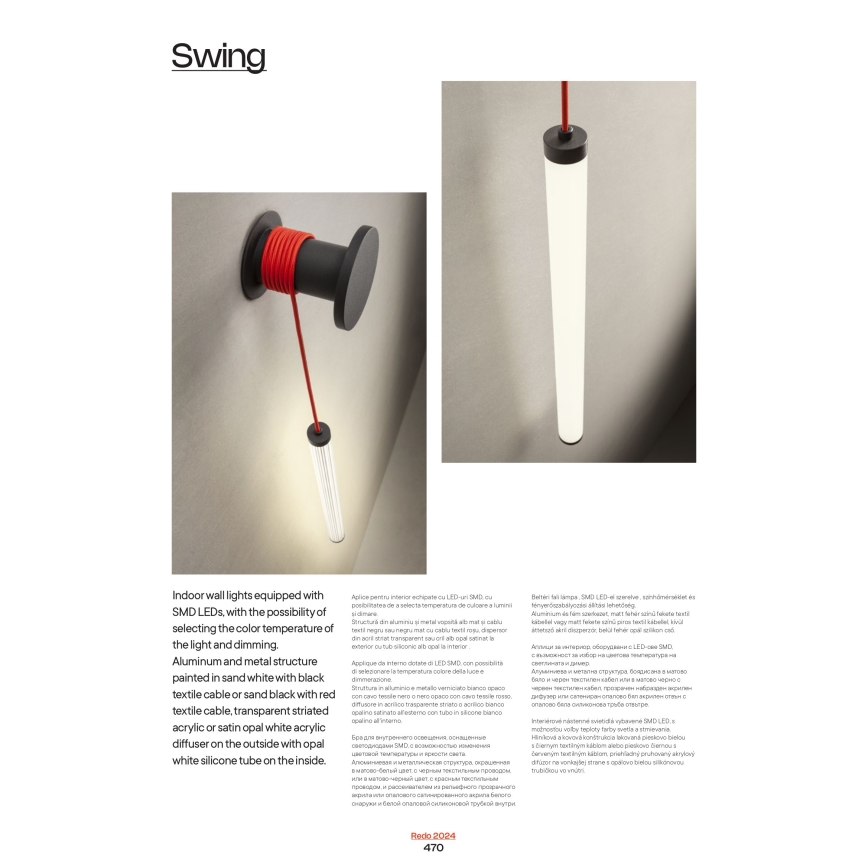 Redo 01-3363 - LED stmievateľné nástenné svietidlo SWING LED/16W/230V 3000/4000K CRI 90 biela