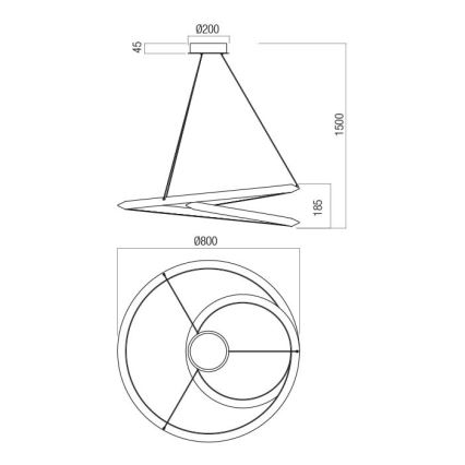 Redo 01-3376 - LED stmievateľný luster na lanku STORM LED/60W/230V 3000/4000/6000K CRI 90 pr. 80 cm biela