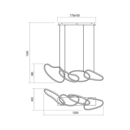 Redo 01-3389 - LED stmievateľný luster na lanku BIAS LED/90W/230V 3000/4500/6500K CRI 90 zlatý