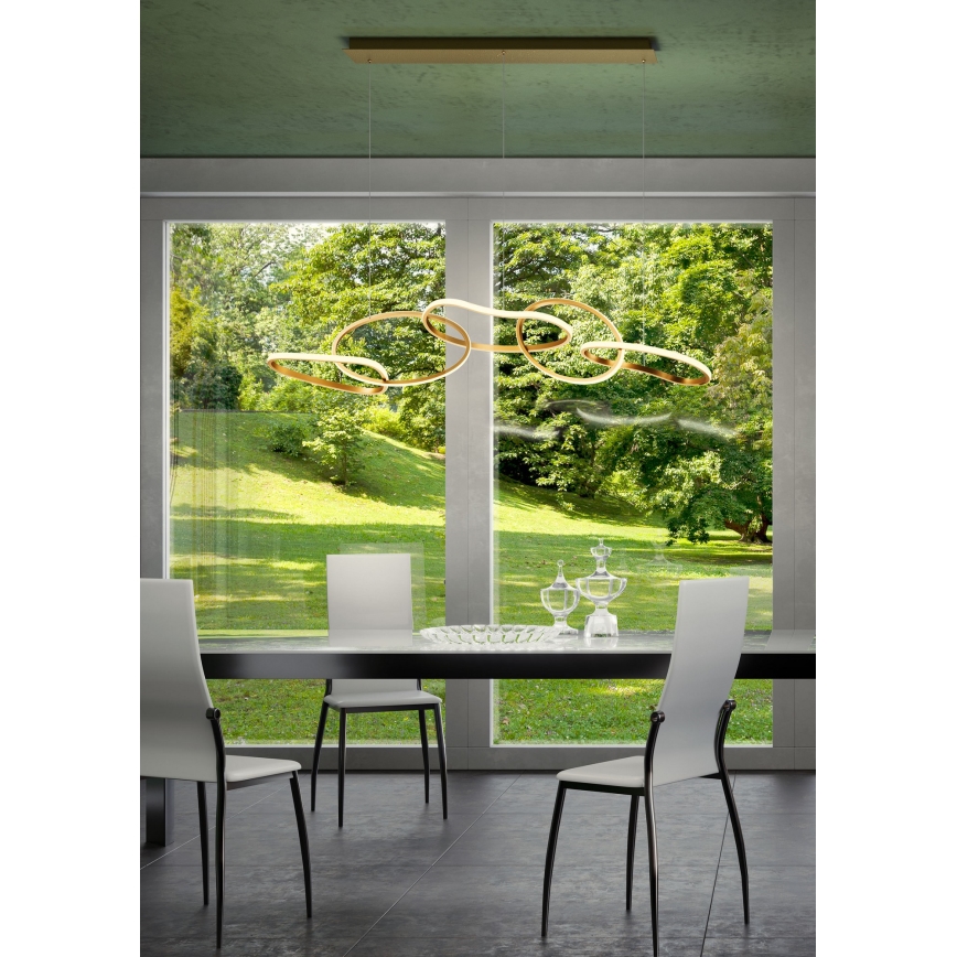 Redo 01-3392 - stmievateľný LED luster na lane BIAS LED/120W/230V 3000/4500/6500K CRI 90 zlatý