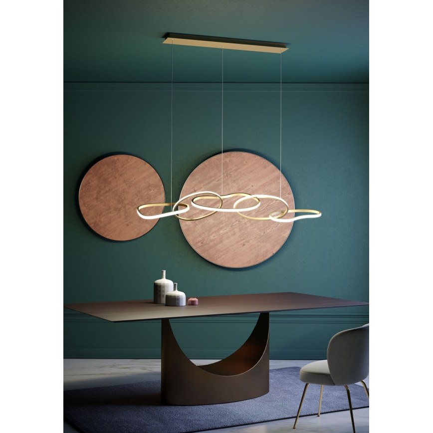 Redo 01-3392 - stmievateľný LED luster na lane BIAS LED/120W/230V 3000/4500/6500K CRI 90 zlatý