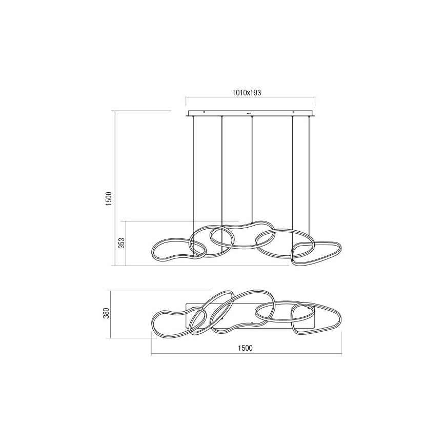 Redo 01-3393 - LED stmievateľný luster na lanku BIAS LED/120W/230V 3000/4500/6500K CRI 90 čierny