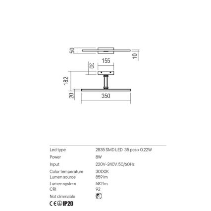 Redo 01-3460 - LED Obrazové svietidlo LINEAR LED/8W/230V 35 cm CRI 92 biela