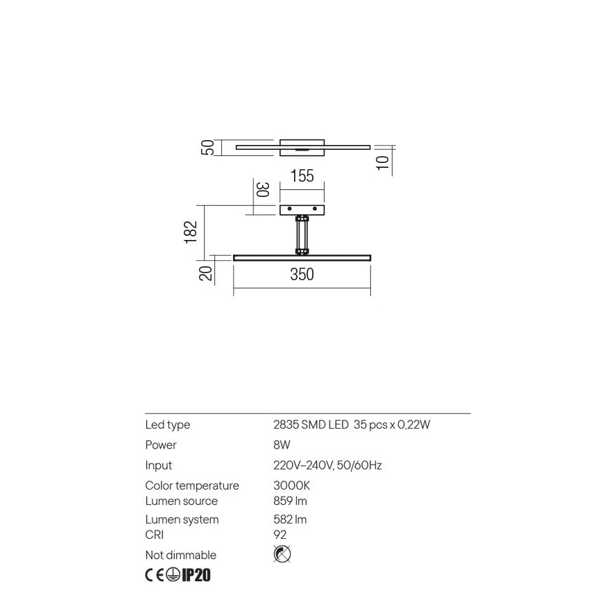 Redo 01-3461 - LED Obrazové svietidlo LINEAR LED/8W/230V 35 cm CRI 92 čierna