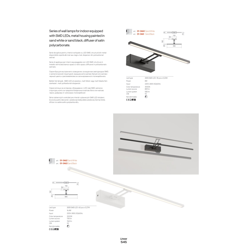 Redo 01-3463 - LED Obrazové svietidlo LINEAR LED/8W/230V 60,5 cm CRI 92 čierna