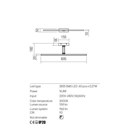 Redo 01-3463 - LED Obrazové svietidlo LINEAR LED/8W/230V 60,5 cm CRI 92 čierna