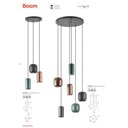 Redo 01-3481 - Luster na lanku BOOM 5xGU10/10W/230V čierna/zelená/hnedá