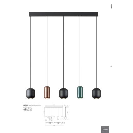 Redo 01-3481 - Luster na lanku BOOM 5xGU10/10W/230V čierna/zelená/hnedá