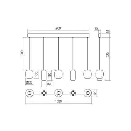 Redo 01-3481 - Luster na lanku BOOM 5xGU10/10W/230V čierna/zelená/hnedá