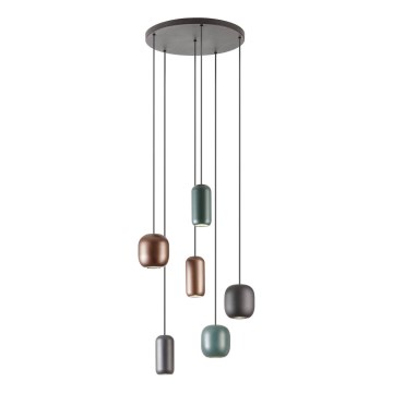 Redo 01-3482 - Luster na lanku BOOM 6xGU10/10W/230V pr. 48 cm čierna/zelená/hnedá