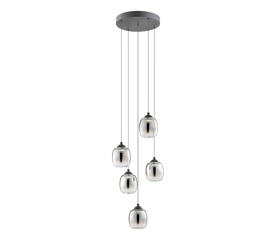 Redo 01-3488 -LED Stmievateľný luster na lanku KHADI 5xLED/5,2W/230V čierna/dymová 01-3488