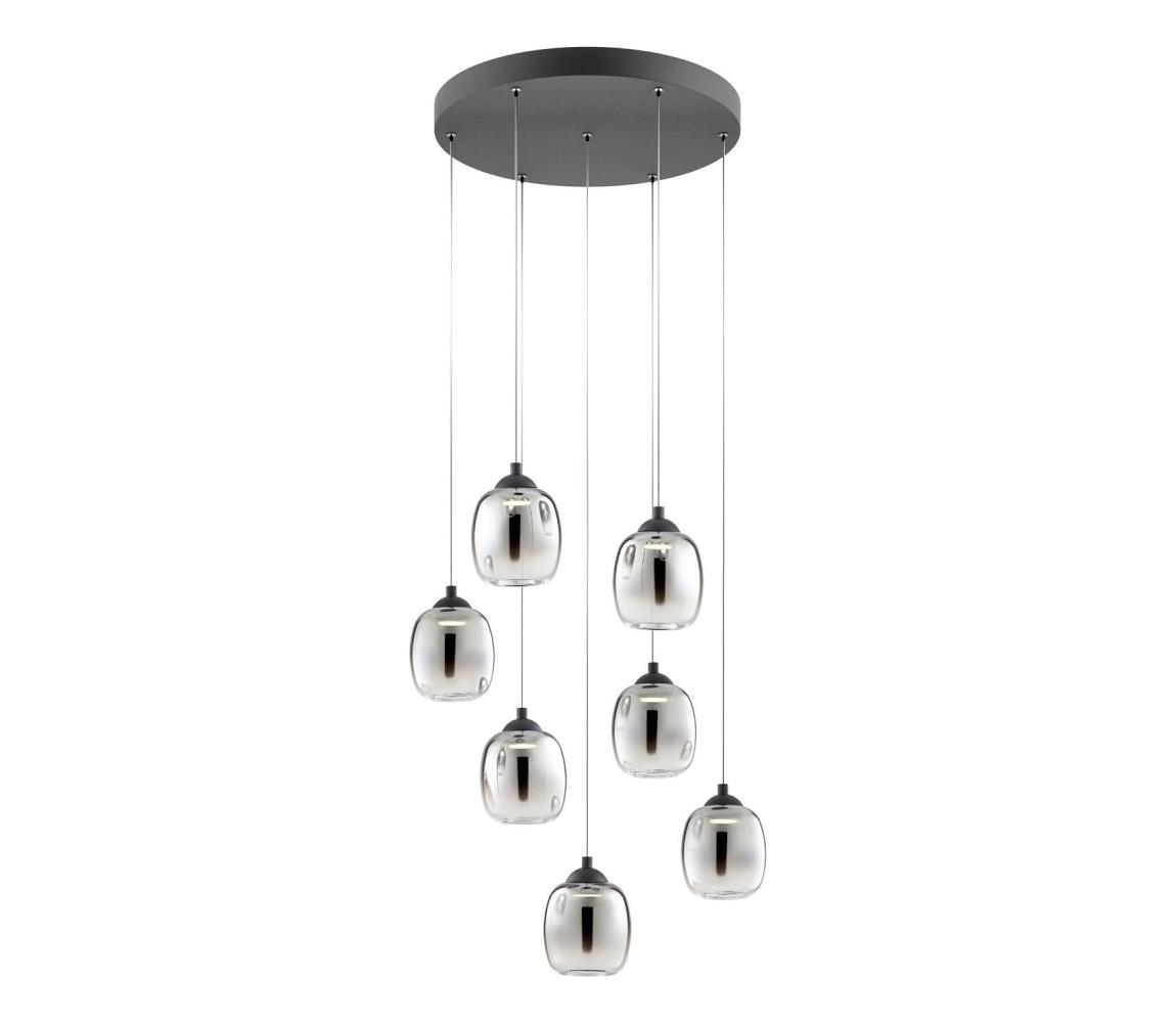 Redo 01-3489 - LED stmievateľný luster na lanku KHADI 7xLED/5W/230V čierna/dymová 01-3489
