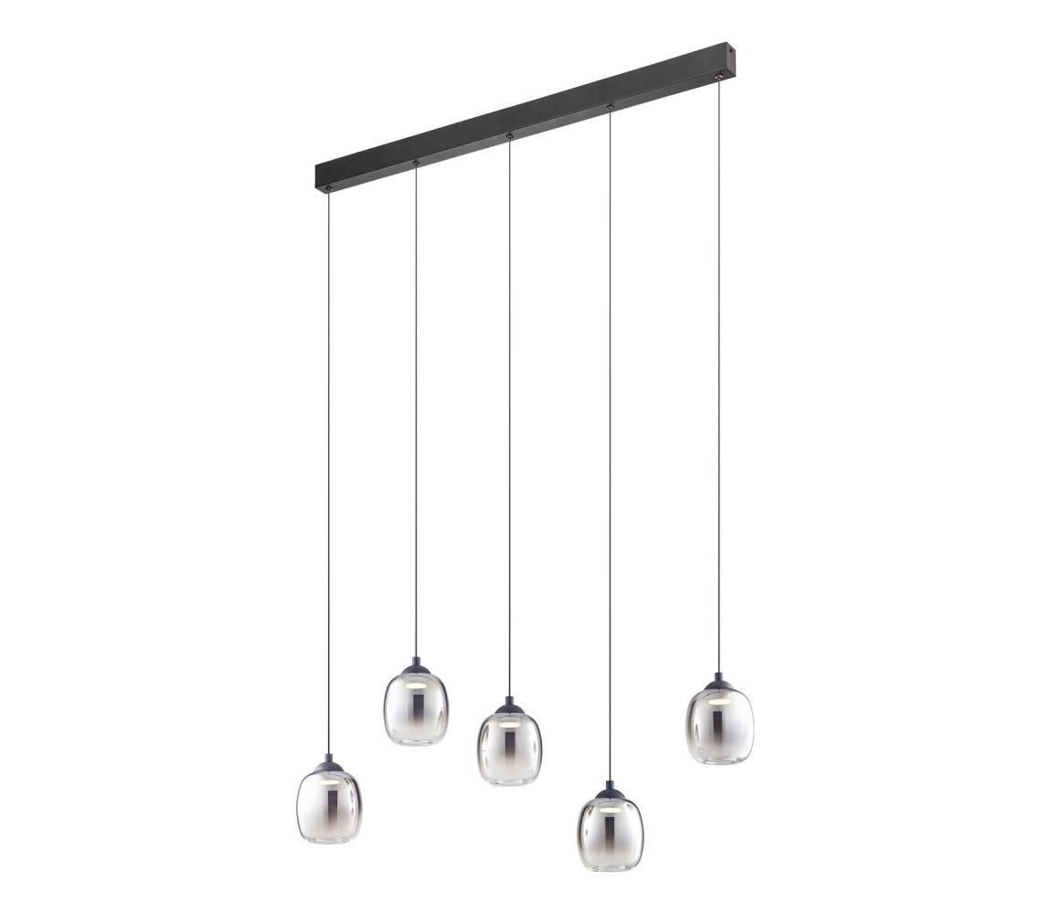 Redo 01-3490 -LED Stmievateľný luster na lanku KHADI 5xLED/5,2W/230V čierna/dymová 01-3490