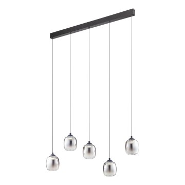 Redo 01-3490 - LED Stmievateľný luster na lanku KHADI 5xLED/5,2W/230V CRI 90 čierna/dymová