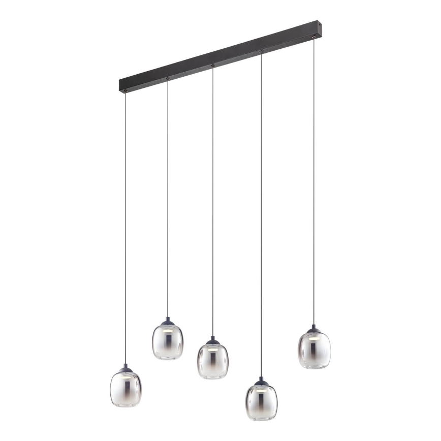 Redo 01-3490 - LED Stmievateľný luster na lanku KHADI 5xLED/5,2W/230V CRI 90 čierna/dymová