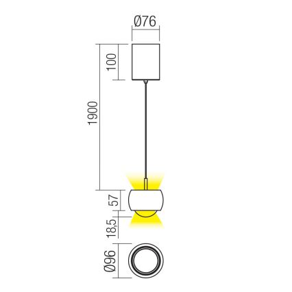 Redo 01-3546 - LED Luster na lanku AVES LED/12W/230V pr. 9,6 cm CRI 90 biela