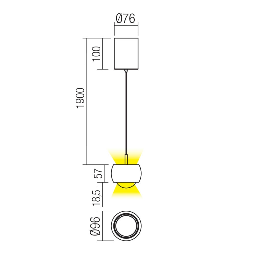 Redo 01-3546 - LED Luster na lanku AVES LED/12W/230V pr. 9,6 cm CRI 90 biela