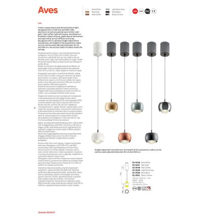 Redo 01-3547 - LED Luster na lanku AVES LED/12W/230V pr. 9,6 cm CRI 90 zlatá