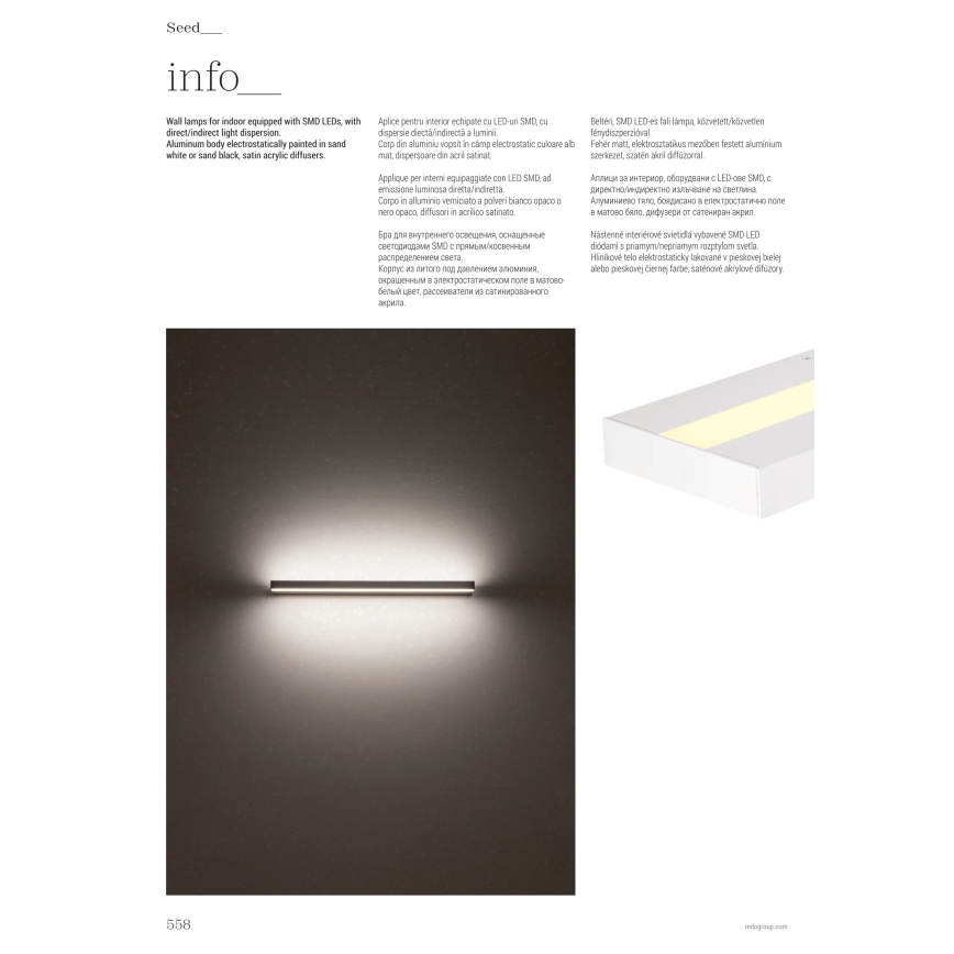 Redo 01-3553 - LED Nástenné svietidlo SEED LED/15W/230V čierna