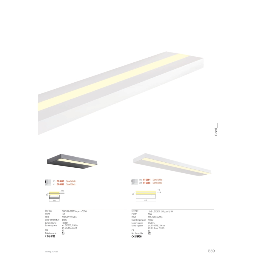 Redo 01-3553 - LED Nástenné svietidlo SEED LED/15W/230V čierna