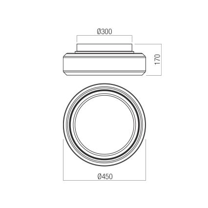 Redo 01-3590 - LED Stropné svietidlo SOLERA LED/36W/230V pr. 45 cm CRI 93 3000/4000K šedá