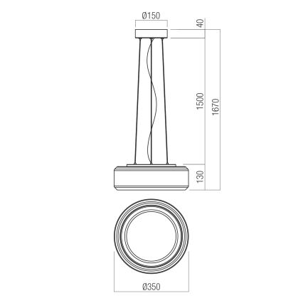 Redo 01-3591 - LED Luster na lanku SOLERA LED/24W/230V pr. 35 cm CRI 93 3000/4000K šedá