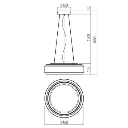 Redo 01-3592 - LED Luster na lanku SOLERA LED/36W/230V pr. 45 cm CRI 93 3000/4000K šedá