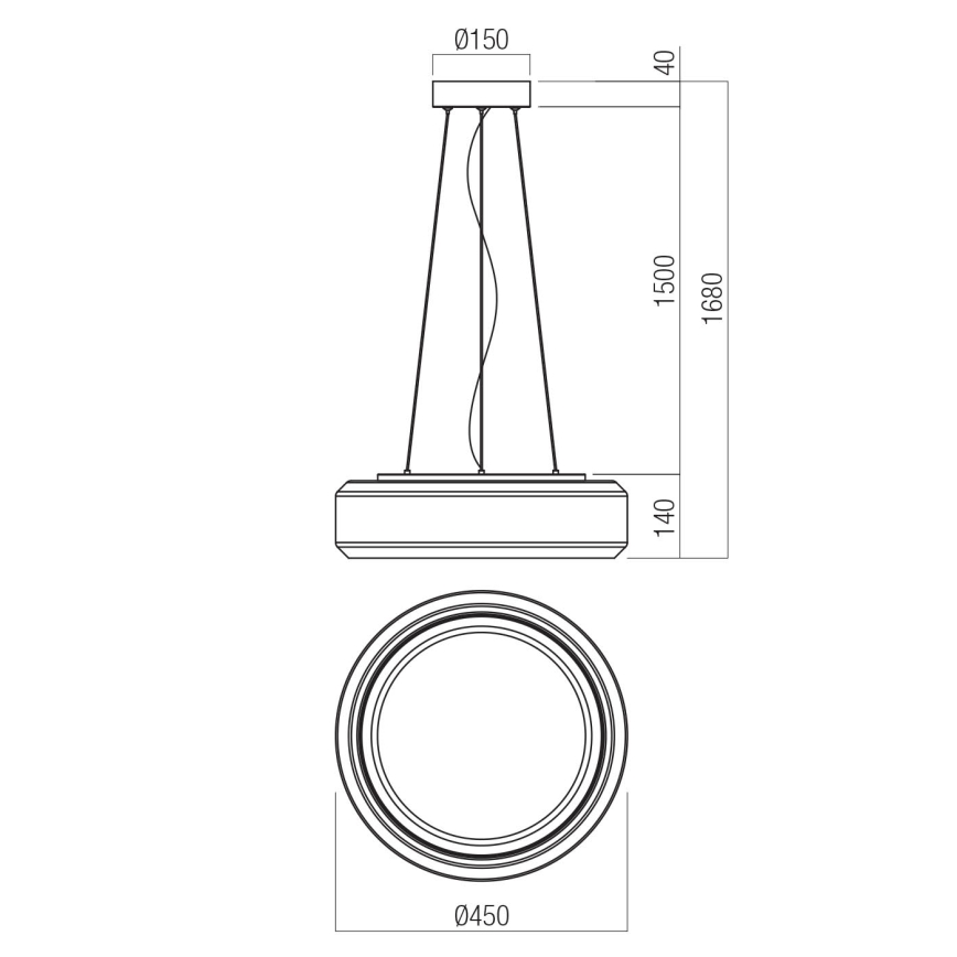 Redo 01-3592 - LED Luster na lanku SOLERA LED/36W/230V pr. 45 cm CRI 93 3000/4000K šedá