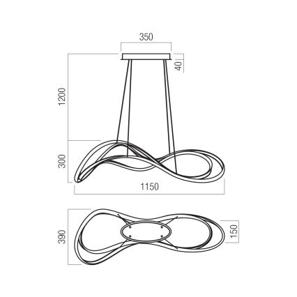 Redo 01-3598 - LED stmievateľný luster na lanku TEMPEST LED/58W/230V zlatý