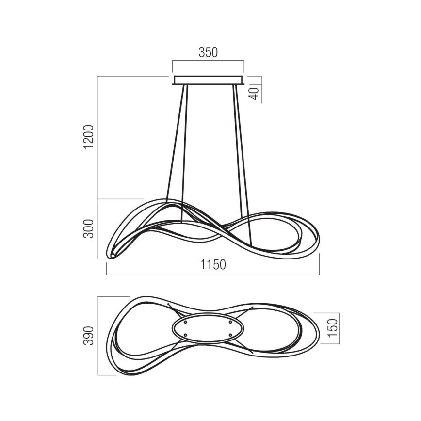 Redo 01-3599 - LED stmievateľný luster na lanku TEMPEST LED/58W/230V čierna