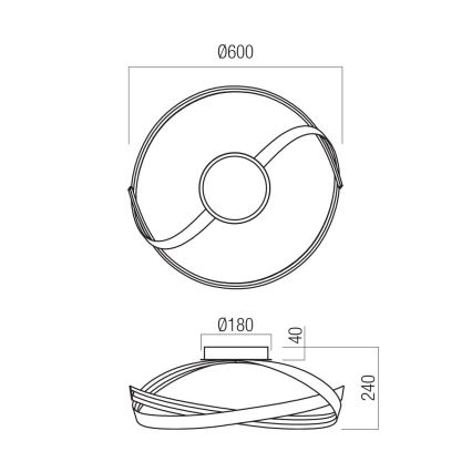 Redo 01-3614 - LED stmievateľné stropné svietidlo IMPULS LED/34W/230V priemer 60 cm čierne