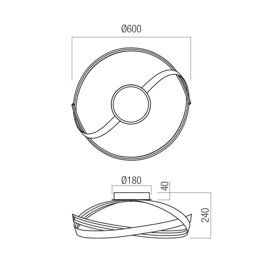 Redo 01-3614 - LED stmievateľné stropné svietidlo IMPULS LED/34W/230V priemer 60 cm čierne