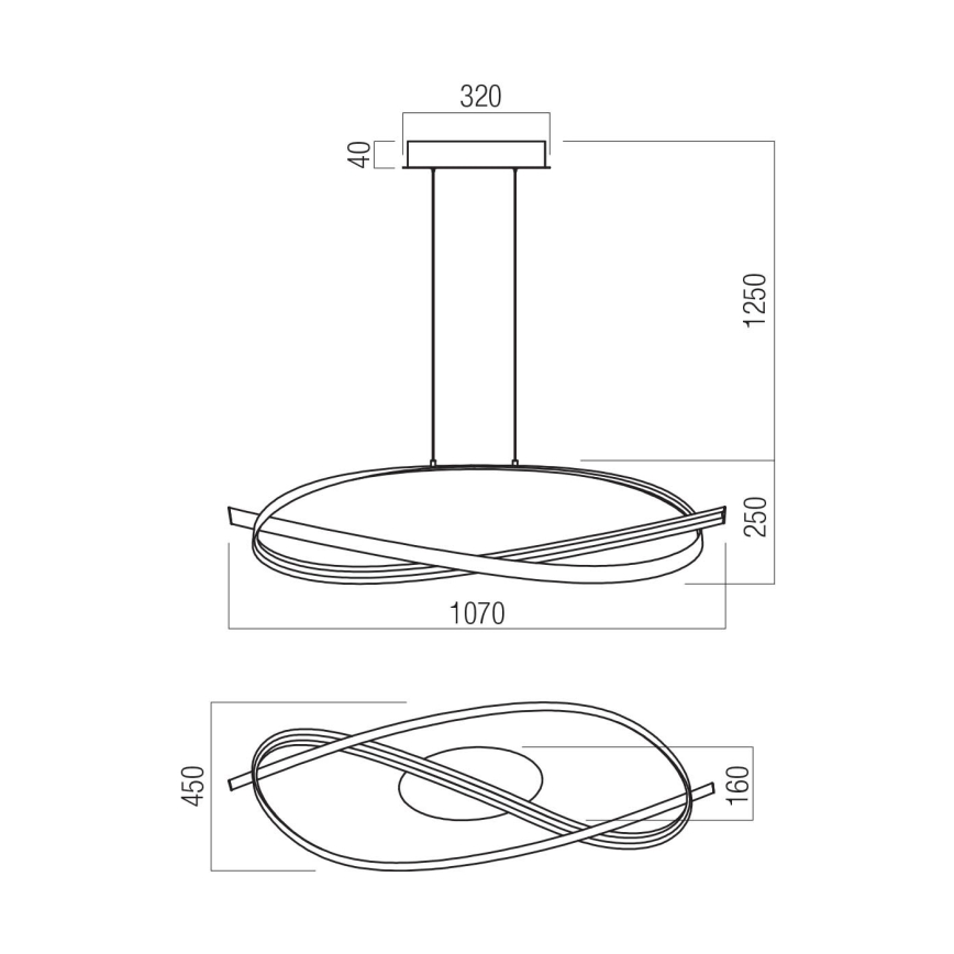 Redo 01-3616 - LED stmievateľný luster na lane IMPULS LED/38W/230V zlatý