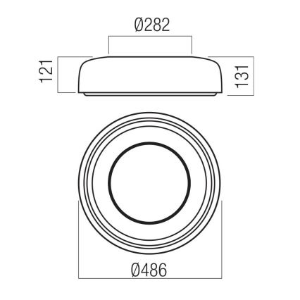 Redo 01-3722 - LED stropné svietidlo DIP LED/30W/230V 2700/3000/4000/5000/6500K CRI 90 priemer 48,6 cm čierna