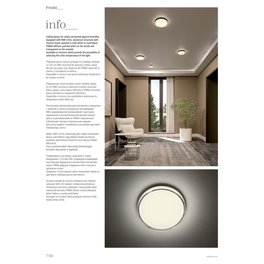 Redo 01-3733 - LED Kúpeľňové stropné svietidlo FRISBI LED/8W/230V pr. 15 cm CRI 90 IP44 čierna