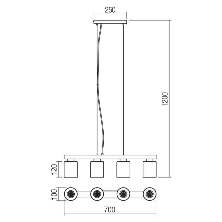 Redo 01-3986 - Luster na lanku ROTIS 4xE27/15W/230V