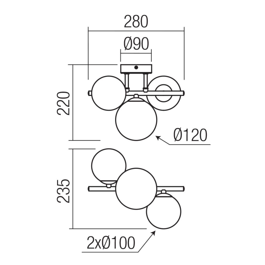 Redo 01-3988 - Prisadený luster ASTRA 3xG9/8W/230V čierna