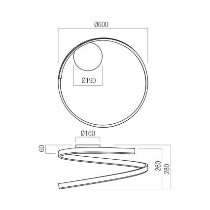 Redo 01-4010 - LED stmievateľné stropné svietidlo SCROLL LED/38W/230V 3000K/4000K/6000K CRI 90 pr. 60 cm biele