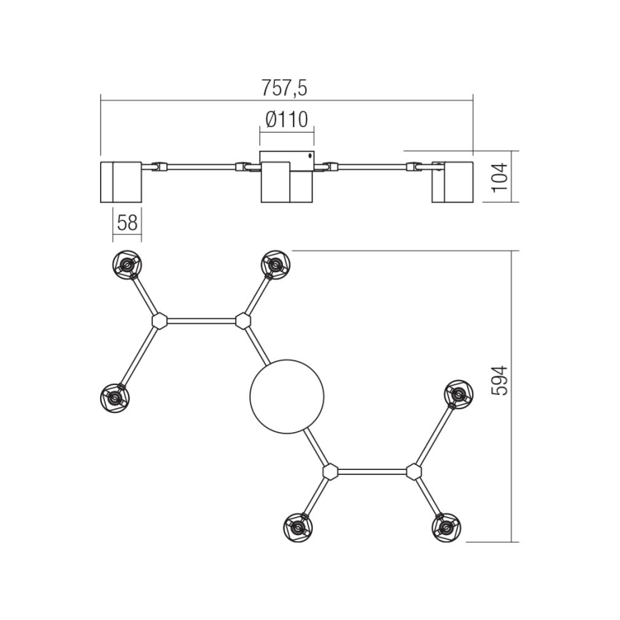 Redo 01-4048 - Bodové svietidlo WEBB 6xGU10/10W/230V čierna