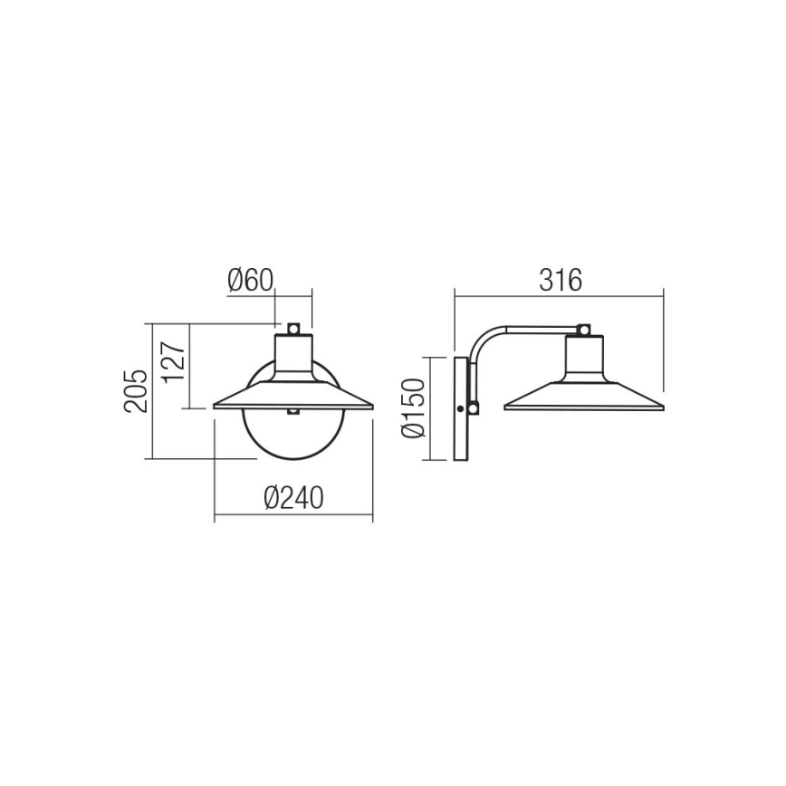 Redo 01-4053 - Nástenná lampa FRESNO 1xE27/42W/230V